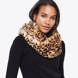 Ann Taylor Leopard Faux Fur Snood/Wrap Scarf